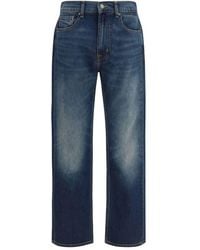 7FOR - Blue Cotton Straight - Lyst