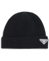 Prada - Beanie Hat With Logo - Lyst
