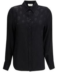 McQueen - Black Viscose Pattern Shirt - Lyst