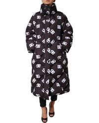 Dolce & Gabbana - Black Dg Mania Puffer Quilted Long Coat Jacket - Lyst