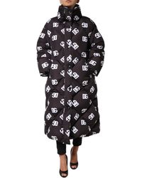Dolce & Gabbana - Black Dg Mania Puffer Quilted Long Coat Jacket - Lyst