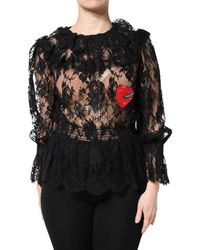 Dolce & Gabbana - Cotton Floral Lace Blouse Top - Lyst