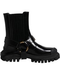Dolce & Gabbana - Leather Slip On Stretch Trekking Boots Shoes - Lyst