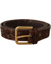 Dolce & Gabbana - Calf Leather Embossed Metal Buckle - Lyst