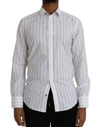 Dolce & Gabbana - Black White Striped Formal Dress Gold Shirt - Lyst