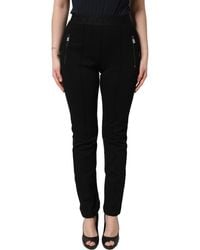 Dolce & Gabbana - Black Viscose Mid Waist Skinny Trouser Pants - Lyst