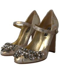 Dolce & Gabbana - Jacquard Crystal Mary Janes Pumps Shoes - Lyst
