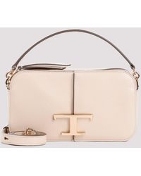 Tod's - Beige Natural Grained Leather T Timeless Camera Bag - Lyst