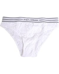Dolce & Gabbana - Lace Slip Brief Logo Waistband Underwear Polyamide Clothing - Lyst