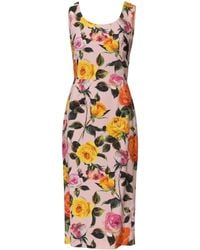 Dolce & Gabbana - Multicolor Floral Knee Length Sheath Dress - Lyst