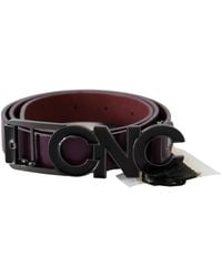 CoSTUME NATIONAL - Brown Leather Large Logo Letter Buckle Belt - Lyst