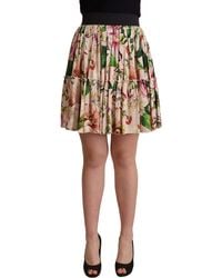 Dolce & Gabbana - Elegant Floral Silk High Waist Mini Skirt - Lyst
