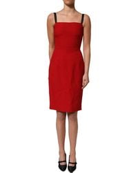 Dolce & Gabbana - Red Stretch Bodycon Sheath Knee Length Dress - Lyst