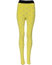 Dolce & Gabbana - Yellow Logo Slim Fit Leggings Pants - Lyst