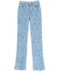 Alessandra Rich - Flower Print Flared Jeans - Lyst