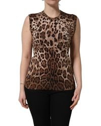 Dolce & Gabbana - Chic Leopard Silk Cashmere Sleeveless Top - Lyst