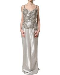 Dolce & Gabbana - Silver Crystal Embellished EveningGown Dress - Lyst