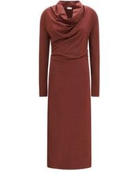Brunello Cucinelli - Bordeaux Wool Oves Aries Casual Dress - Lyst