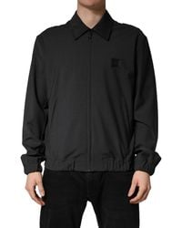 Dolce & Gabbana - Black Wool Logo Full Zip Men Bomber Jacket - Lyst