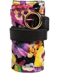 Roberto Cavalli - Multicolor Floral Wide Waist Gold Metal Buckle Cintura Belt - Lyst