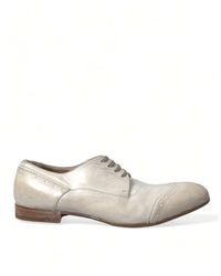 Dolce & Gabbana - White Distressed Leather Brogue Dress Shoes - Lyst