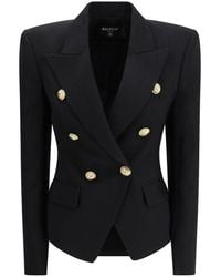 Balmain - Black Wool Oves Aries Blazer - Lyst