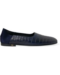Dolce & Gabbana - Blue Crocodile Leather Loafers Slip On Shoes - Lyst