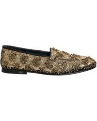 Dolce & Gabbana - Gold Sequin Embellished Dress Loafers Shoes - Lyst