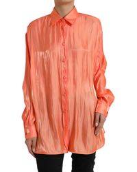 Dolce & Gabbana - Peach Long Sleeve Button Down Blouse Top - Lyst