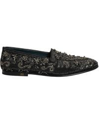 Dolce & Gabbana - Black Rhinestone Embellished Loafers Shoes - Lyst