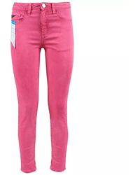 Yes-Zee - Chic Fuchsia Skinny Jeans With Mini Ankle Slits - Lyst