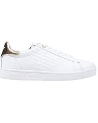 EA7 - White Leather Low Top Sneakers - Lyst