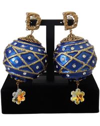 Dolce & Gabbana - Elegant Dangling Crystal Christmas Ball Earrings - Lyst