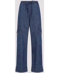 Valentino - Medium Blue Denim Cotton Chambray Cargo Pants - Lyst