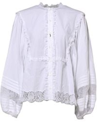 Dolce & Gabbana - White Ruffled Lace Embellished Blouse Top - Lyst