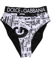 Dolce & Gabbana - Black White Graphic Logo High Brief Underwear - Lyst