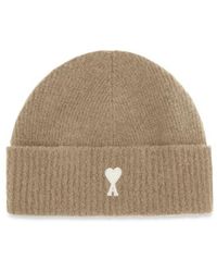Ami Paris - Beige Wool Oves Aries Beanie - Lyst