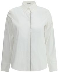 Brunello Cucinelli - White Cotton Dress Shirt - Lyst