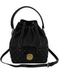 Versace - Black Lamb Leather Bucket Shoulder Bag - Lyst