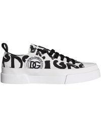 Dolce & Gabbana - Black White Canvas Low Top Sneakers Men Shoes - Lyst