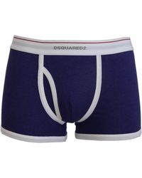 DSquared² - Blue White Logo Cotton Stretchtrunk Underwear - Lyst