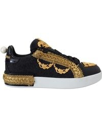 Dolce & Gabbana - Fabric Portofino Sneakers With Passementerie - Lyst