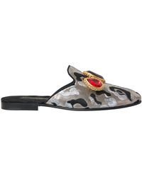 Dolce & Gabbana - Jacquard Crystal Mule Flat Sandals Shoes - Lyst
