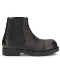 MM6 by Maison Margiela - Black Calf Leather Bos Taurus Chelsea Boots - Lyst