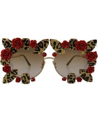 Dolce & Gabbana - Metal Frame Roses Embellished Dg2207b Sunglasses - Lyst