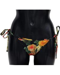 Dolce & Gabbana - Floral Print Beachwear Swimwear Bikini Bottom - Lyst