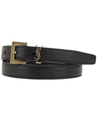 Saint Laurent - Black Calf Leather Bos Taurus Regular Belt - Lyst