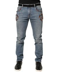Dolce & Gabbana - Embellished Loose Cotton Denim Jeans Elastane Clothing - Lyst