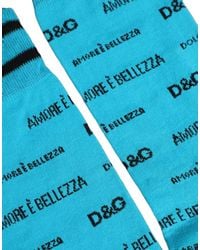 Dolce & Gabbana - Light Blue Cotton Logo Mid Calf Accessory Socks - Lyst