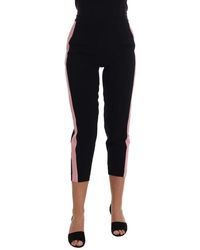 Dolce & Gabbana - Dolce Gabbana Black Stretch Pink Stripes Capri Pants - Lyst
